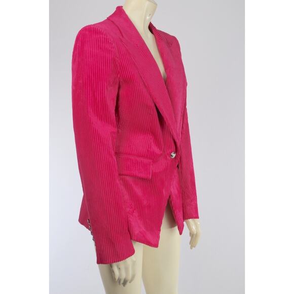 Veronica Beard Lia Dickey Pink Velvet Blazer Jacket Single Button Style Size 8 - Picture 1 of 16